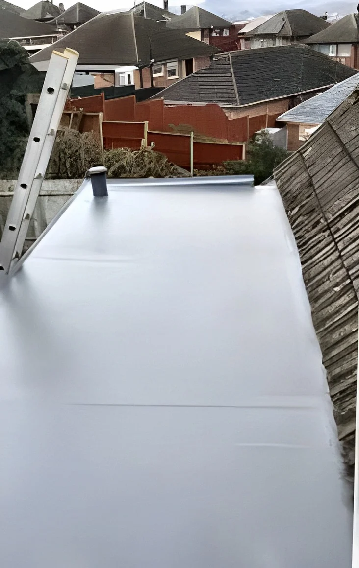 The same flat roof after Quick Fit Roofing installed a new seamless covering
